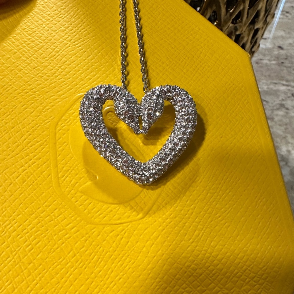 Swarovski Heart Necklace Crystal Pendant Rhodium Plated with Box
